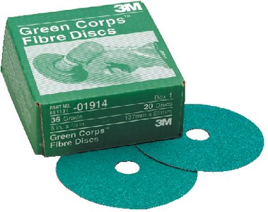 3M - Green Corps Fibre Disc - 5 in x 7 8 in - 36 Grade - 20 Count - 01914 Supply