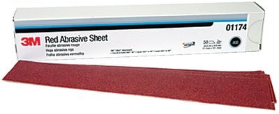 3M - Red Abrasive Stikit Sheet - P80 Grit - 2-3 4 inch x 16 1 2 inch - 25 Pack - 01679 Supply