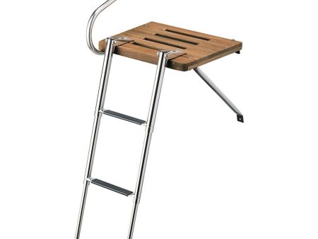 Whitecap Teak Swim Platform w 3-Step Telescoping Ladder f Boats w Outboard Motors - 68902 Online Sale